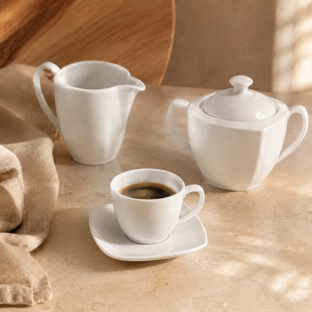Taza de café con plato-Porcelana Tsuji-2400 - Porcelana-2400-línea cuadrada