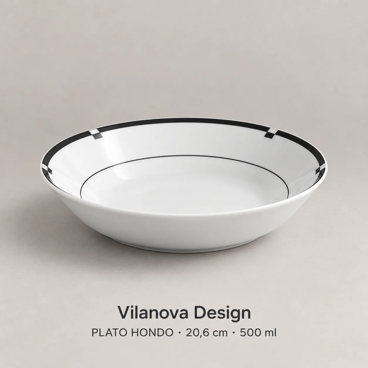 Plato hondo - Porcelana Tsuji - 7321- con Borde Negro - Porcelana-7321 - con borde NEGRO