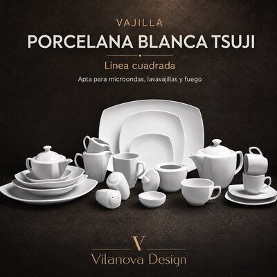 Plato playo PORCELANA TSUJI - 2400 - Porcelana-2400-linea cuadrada