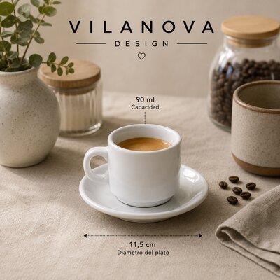 Taza de café con Plato - Porcelana Tsuji - 450 Línea Gastronómica - Porcelana-450-Línea Gastronómica