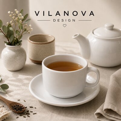 Taza de Té con Plato - Porcelana Tsuji - 450 Línea Gastronómica - Porcelana-450-Línea Gastronómica