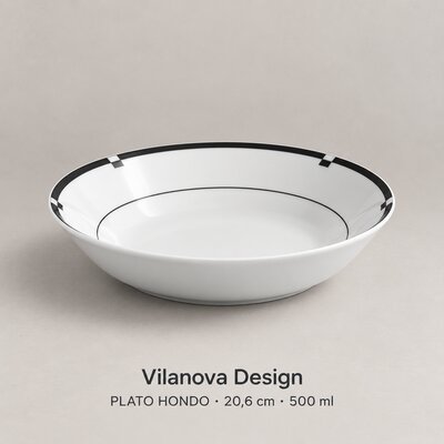 Plato hondo - Porcelana Tsuji - 7321- con Borde Negro - Porcelana-7321 - con borde NEGRO