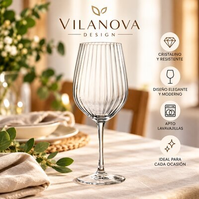 Copa Serena Line - Vidrio transparente y templado - Vasos y copas