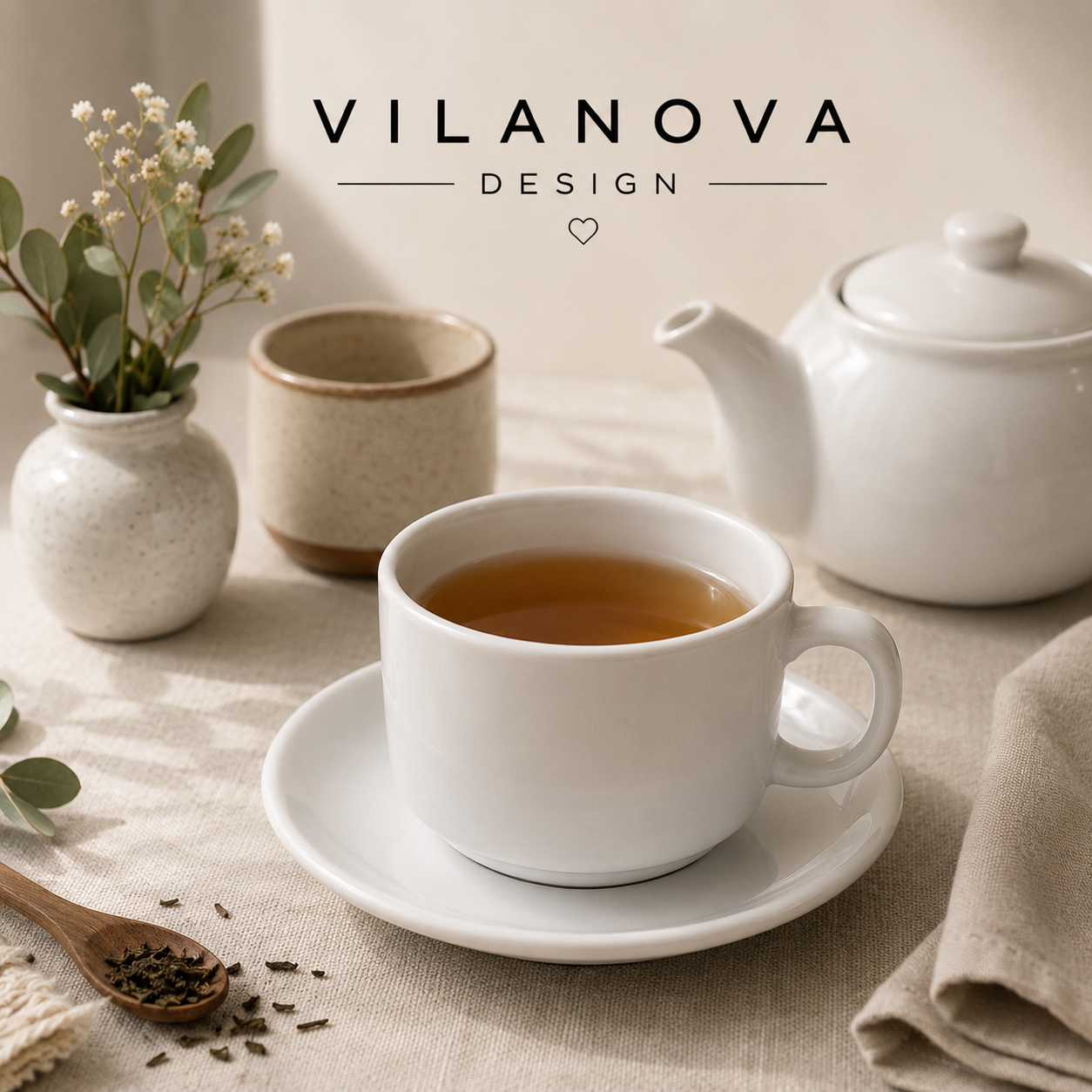 Taza de Té con Plato - Porcelana Tsuji - 450 Línea Gastronómica
